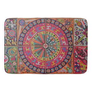 Oaxaca Mexico Mexican Mayan Tribal Art Boho Travel Bath Mat