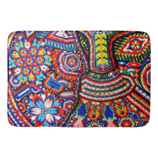 Oaxaca Mexico Mexican Mayan Tribal Art Boho Travel Bath Mat (Front)