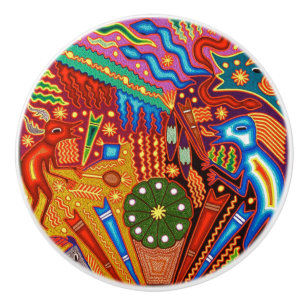 Oaxaca Mexico Mexican Mayan Tribal Art Boho Travel Ceramic Knob