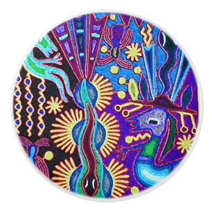 Oaxaca Mexico Mexican Mayan Tribal Art Boho Travel Ceramic Knob