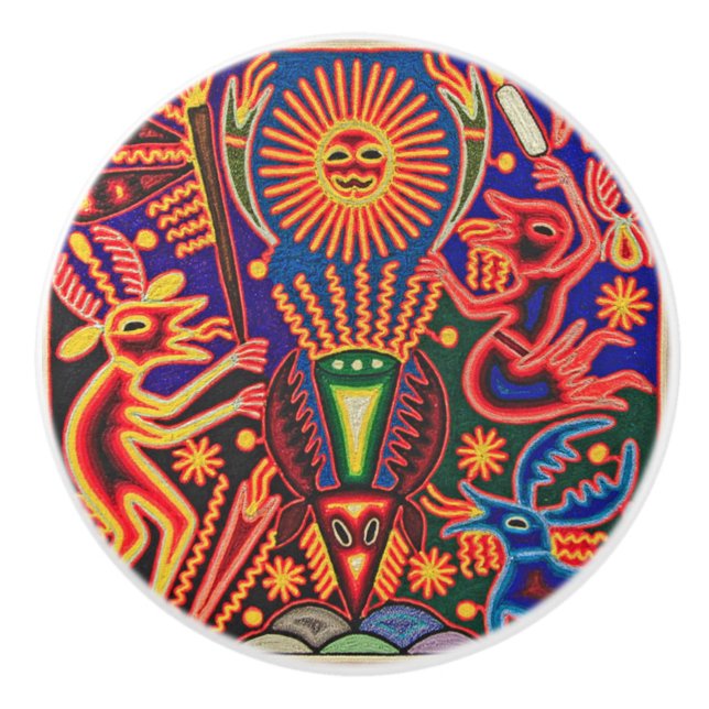 Oaxaca Mexico Mexican Mayan Tribal Art Boho Travel Ceramic Knob (Front)