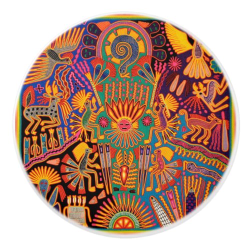Oaxaca Mexico Mexican Mayan Tribal Art Boho Travel Ceramic Knob