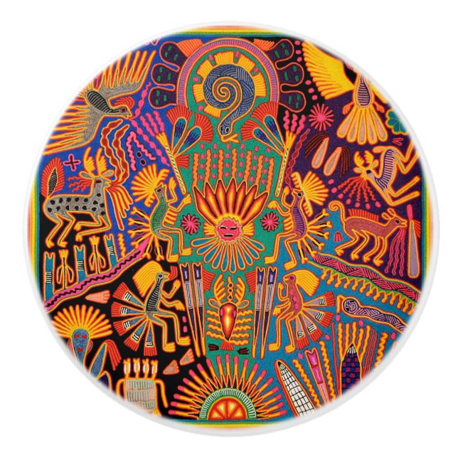 Oaxaca Mexico Mexican Mayan Tribal Art Boho Travel Ceramic Knob (Front)