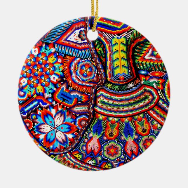 Oaxaca Mexico Mexican Mayan Tribal Art Boho Travel Ceramic Ornament (Front)