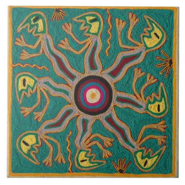 Oaxaca Mexico Mexican Mayan Tribal Art Boho Travel Ceramic Tile (Front)