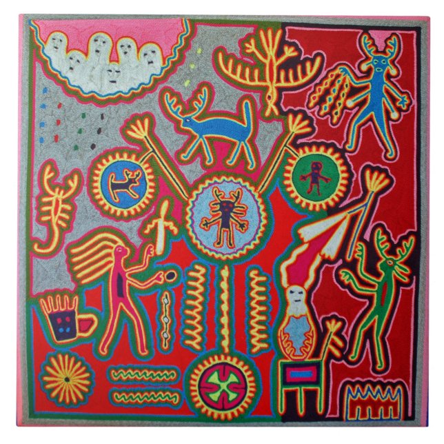 Oaxaca Mexico Mexican Mayan Tribal Art Boho Travel Ceramic Tile (Front)