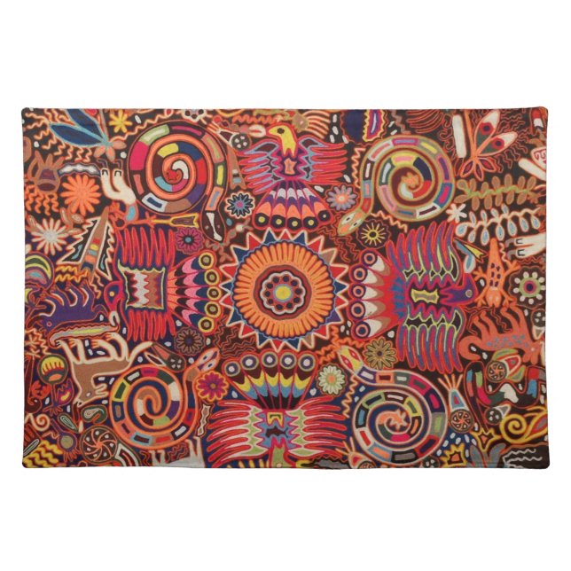 Oaxaca Mexico Mexican Mayan Tribal Art Boho Travel Cloth Placemat (Front)