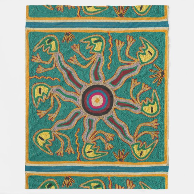 Oaxaca Mexico Mexican Mayan Tribal Art Boho Travel Fleece Blanket (Front)