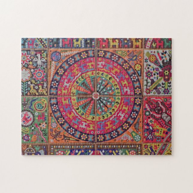 Oaxaca Mexico Mexican Mayan Tribal Art Boho Travel Jigsaw Puzzle (Horizontal)