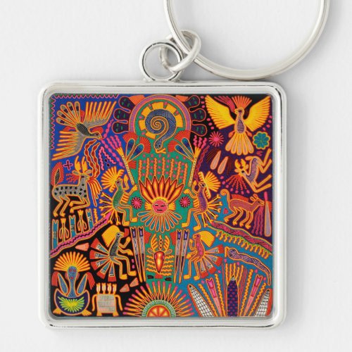 Oaxaca Mexico Mexican Mayan Tribal Art Boho Travel Keychain