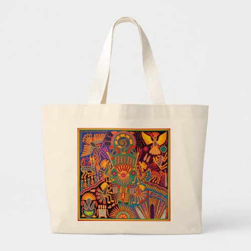 Oaxaca Mexico Mexican Mayan Tribal Art Boho Travel Large Tote Bag