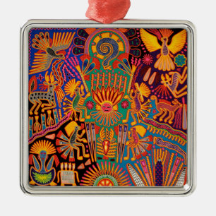 Oaxaca Mexico Mexican Mayan Tribal Art Boho Travel Metal Ornament