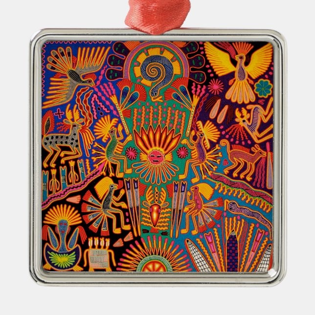 Oaxaca Mexico Mexican Mayan Tribal Art Boho Travel Metal Ornament (Front)