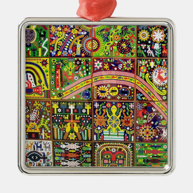 Oaxaca Mexico Mexican Mayan Tribal Art Boho Travel Metal Ornament (Front)