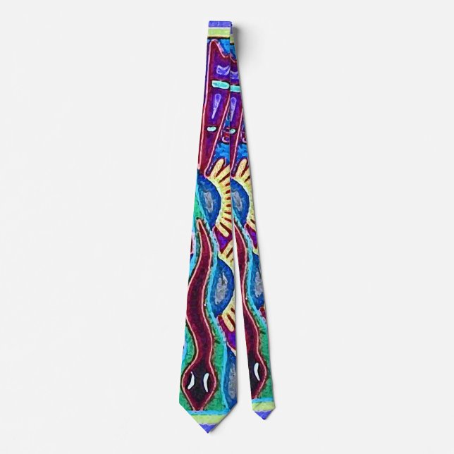 Oaxaca Mexico Mexican Mayan Tribal Art Boho Travel Neck Tie (Front)