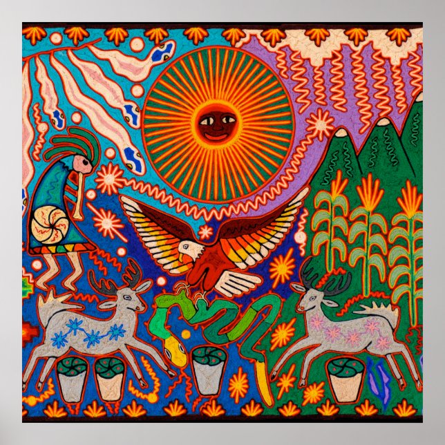 Oaxaca Mexico Mexican Mayan Tribal Art Boho Travel Poster (Front)