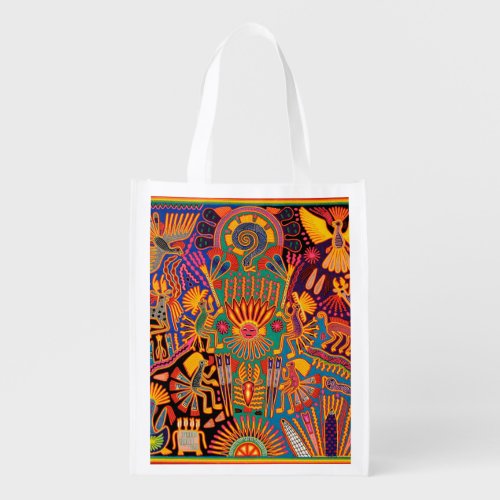 Oaxaca Mexico Mexican Mayan Tribal Art Boho Travel Reusable Grocery Bag