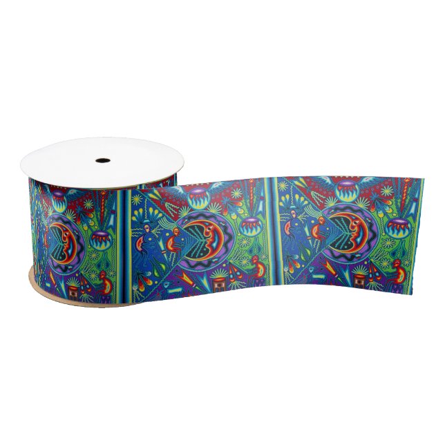Oaxaca Mexico Mexican Mayan Tribal Art Boho Travel Satin Ribbon (Spool)