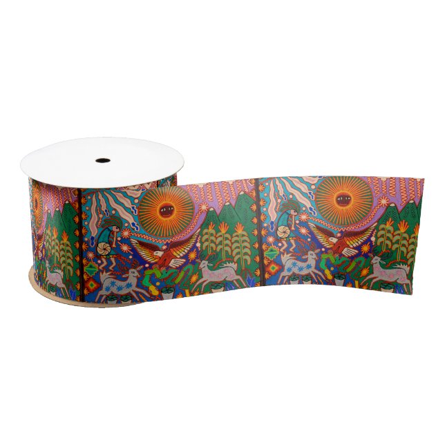 Oaxaca Mexico Mexican Mayan Tribal Art Boho Travel Satin Ribbon (Spool)