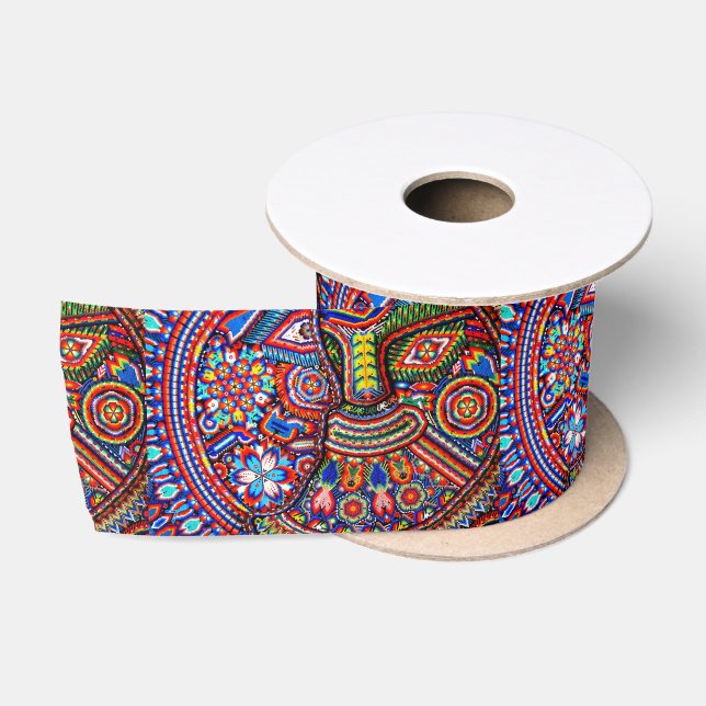 Oaxaca Mexico Mexican Mayan Tribal Art Boho Travel Satin Ribbon (Spool)