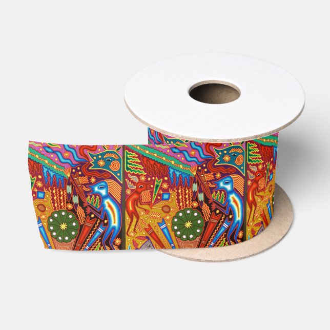 Oaxaca Mexico Mexican Mayan Tribal Art Boho Travel Satin Ribbon (Spool)