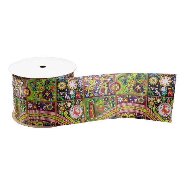 Oaxaca Mexico Mexican Mayan Tribal Art Boho Travel Satin Ribbon (Spool)