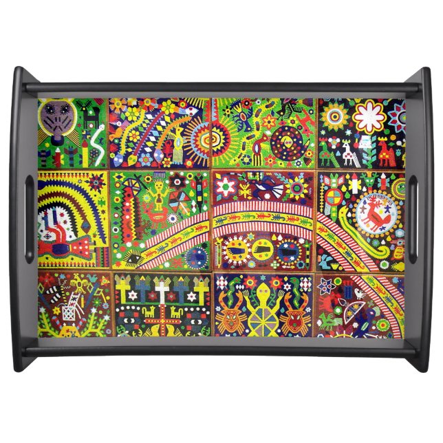 Oaxaca Mexico Mexican Mayan Tribal Art Boho Travel Serving Tray (Front)