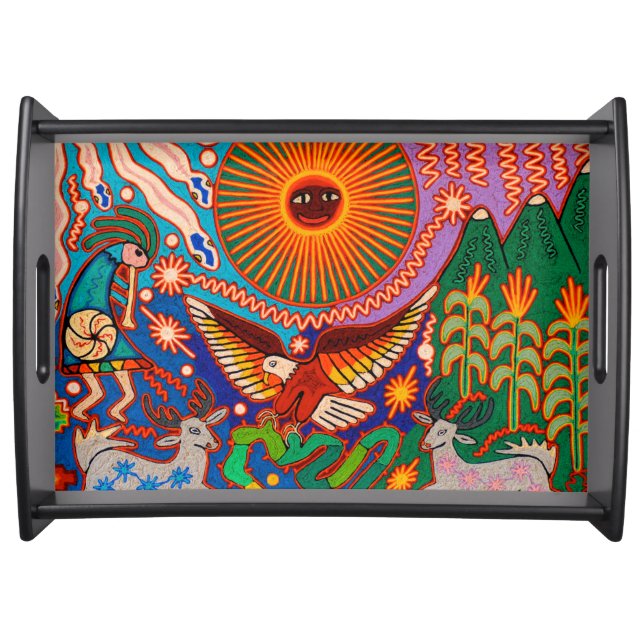 Oaxaca Mexico Mexican Mayan Tribal Art Boho Travel Serving Tray (Front)