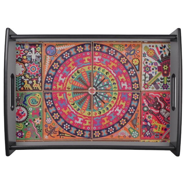 Oaxaca Mexico Mexican Mayan Tribal Art Boho Travel Serving Tray (Front)