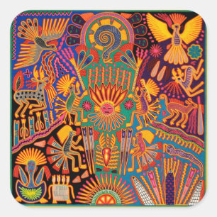 Oaxaca Mexico Mexican Mayan Tribal Art Boho Travel Square Sticker