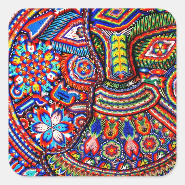 Oaxaca Mexico Mexican Mayan Tribal Art Boho Travel Square Sticker (Front)