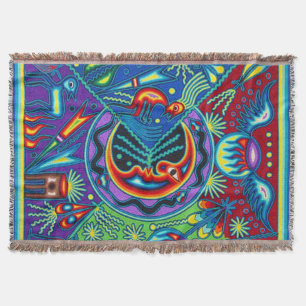Oaxaca Mexico Mexican Mayan Tribal Art Boho Travel Throw Blanket