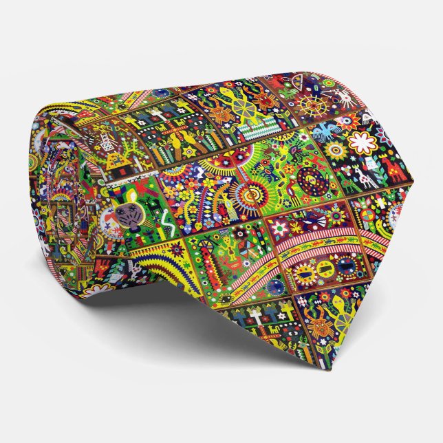Oaxaca Mexico Mexican Mayan Tribal Art Boho Travel Tie (Rolled)