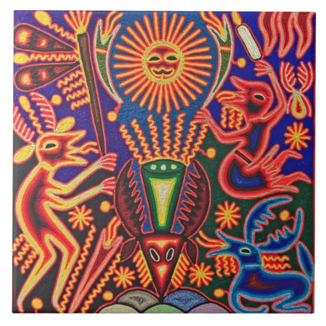 Oaxaca Mexico Mexican Mayan Tribal Art Boho Travel Tile (Front)