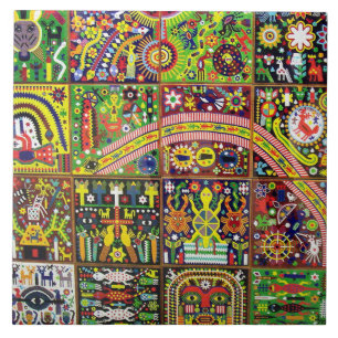 Oaxaca Mexico Mexican Mayan Tribal Art Boho Travel Tile