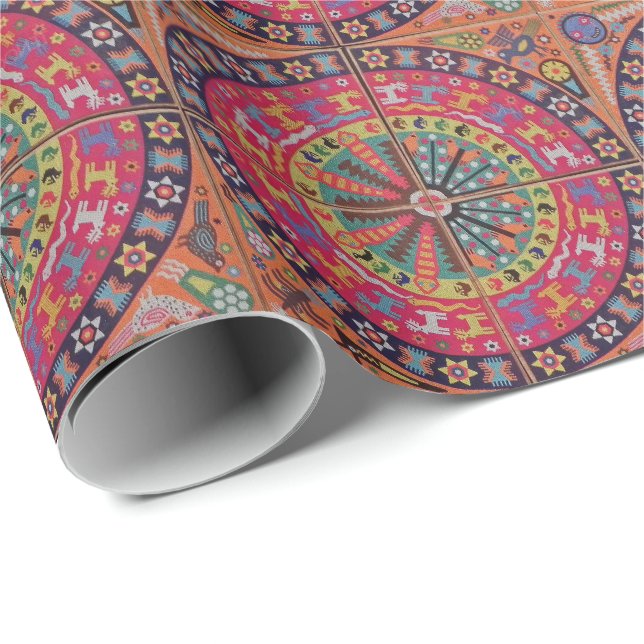 Oaxaca Mexico Mexican Mayan Tribal Art Boho Travel Wrapping Paper (Roll Corner)