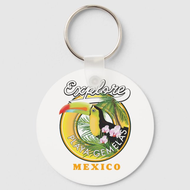 Oaxaca Mexico travel logo Keychain (Front)