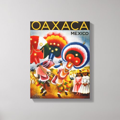 Oaxaca Mexico Vintage Travel Poster Restored Canvas Print