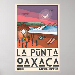 Oaxaca Surf Poster Purple Pink Skies - Crescent