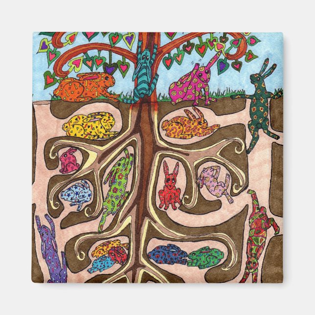 Oaxacan Bunny Tree of Life Magnet (Front)