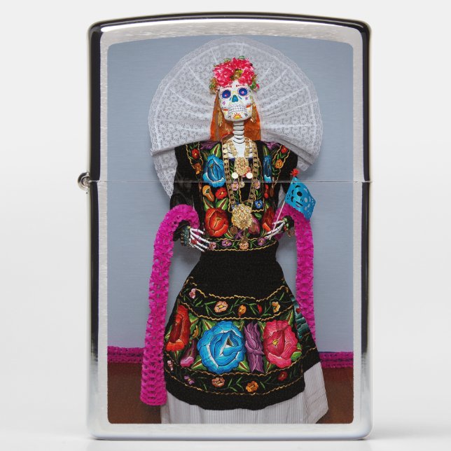 Oaxacan Calavera Catrina Zippo Lighter (Front)