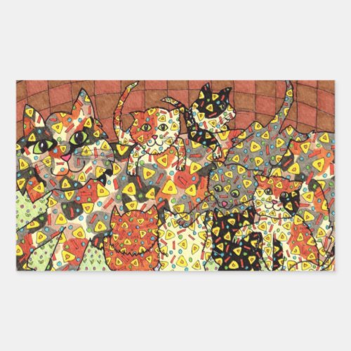 Oaxacan Cat and Kittens Rectangular Sticker
