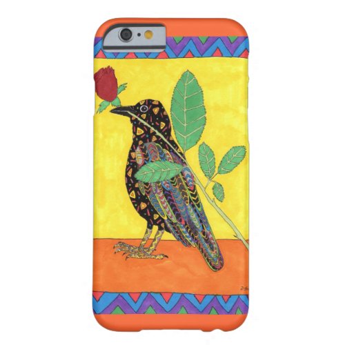 Oaxacan Crow with Red Rose Barely There iPhone 6 Case