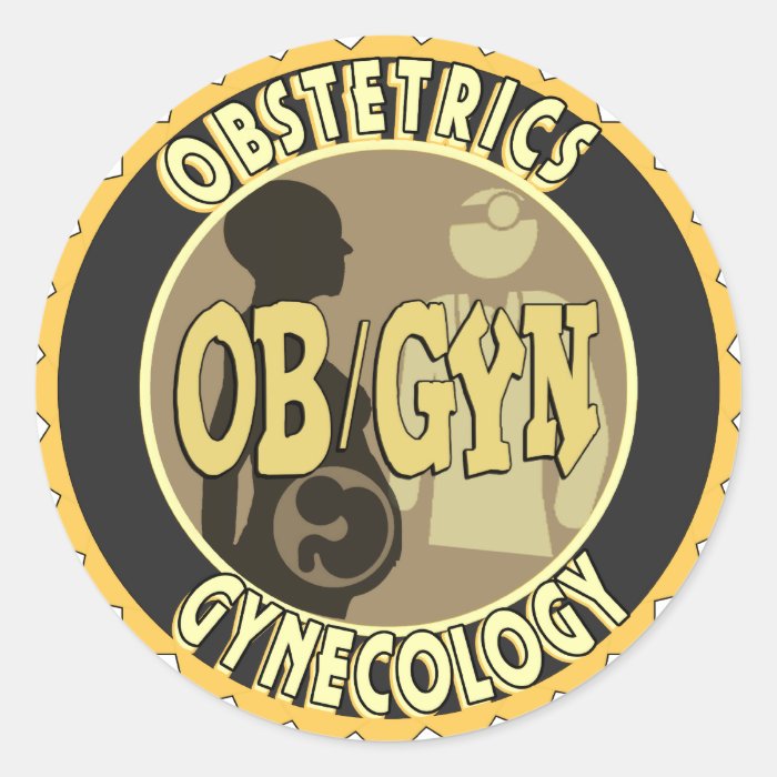 OB/GYN BADGE FEMALE DOCTOR LOGO CLASSIC ROUND STICKER | Zazzle