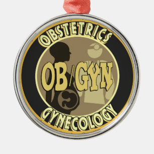 OB/GYN BADGE FEMALE DOCTOR LOGO METAL ORNAMENT