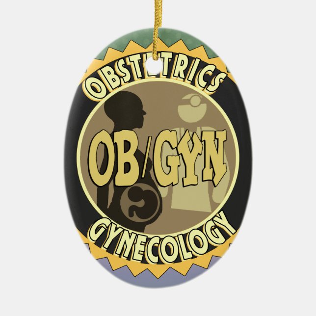 OB/GYN FEMALE DOCTOR LOGO CERAMIC ORNAMENT (Front)