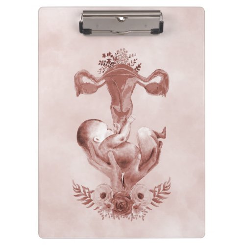 ObGyn Midwife Floral Childbirth Cervix Ovaries Clipboard