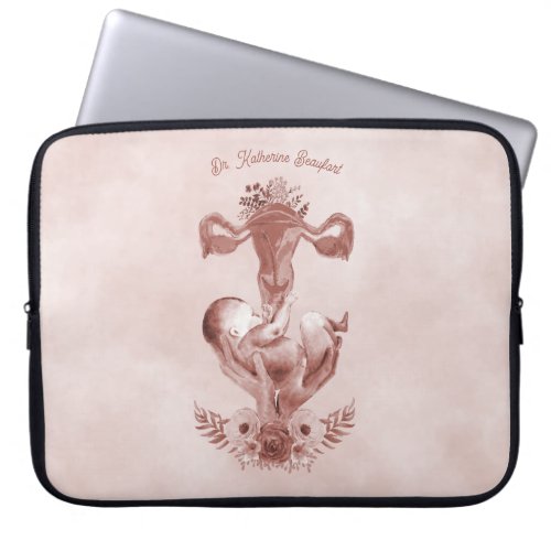 ObGyn Midwife Floral Childbirth Cervix Ovaries Laptop Sleeve
