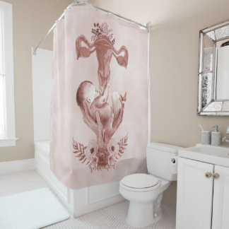 Ob/Gyn Midwife Floral Childbirth Cervix Ovaries Shower Curtain