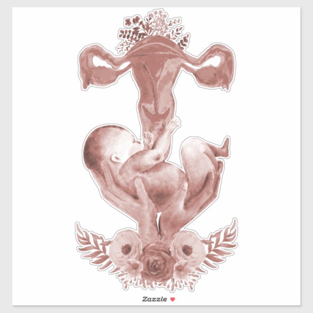 Ob/Gyn Midwife Floral Childbirth Cervix Ovaries Sticker (Sheet)